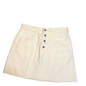 Madewell Rigid Denim A-Line Mini Skirt in Tile White: Button-Front NWT Size 27